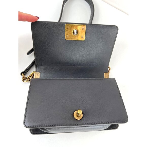 Chanel Small Boy Flap Quilted Goat Hair Gray Leather Shoulder Bag RARE - Picture 10 of 16